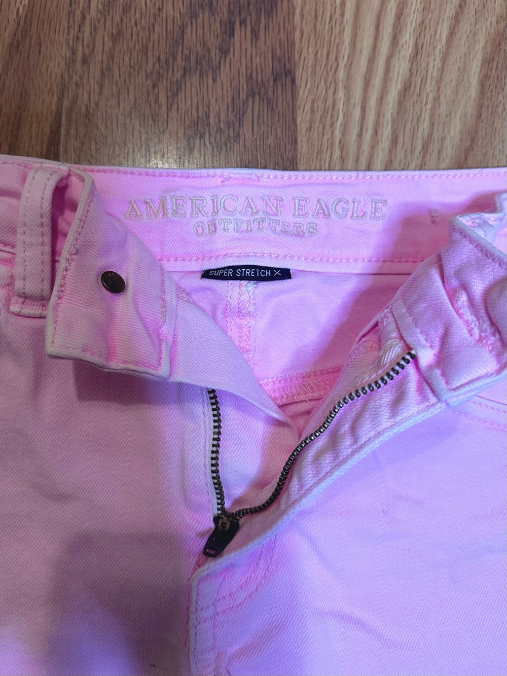 American Eagle Outfitters Pink Distressed Denim Shorts - Picture 2 of 4